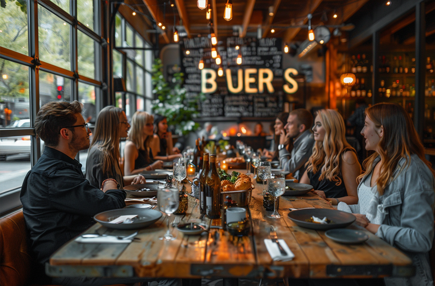 Mehrere Leute am Tisch zum Speed Dating